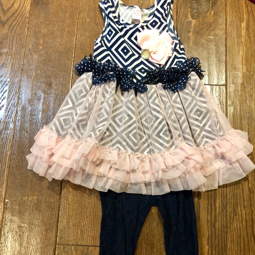 Giggle Moon 2 piece lace leggings(NAVY)